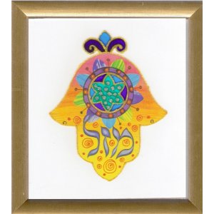 Yellow Hamsa Wall Blessing by Dvora Black