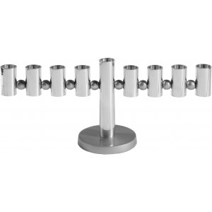 Silver Anodized Aluminum Tubes and Balls Hanukkah Menorah - Yair Emanuel