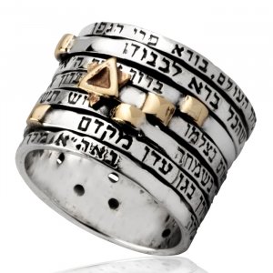 Seven Blessings Silver and Gold Spinner Wedding Ring - Haari