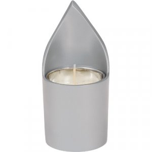 Metal Yahrzeit Memorial Candle Holder, Flame Shaped - Yair Emanuel