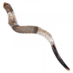 Sterling Silver Decorated Yemenite Shofar - Leaf