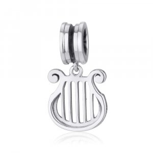 Harp Bracelet Charm in Sterling Silver