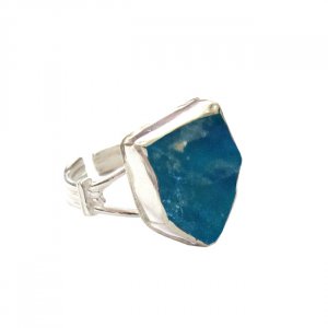 Roman Glass and Silver Shield Design Ring