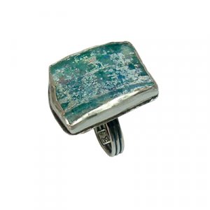 Roman Glass Silver Adjustable Ring