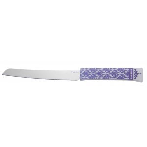 Stainless Steel Challah Knife, Gray Decorative Design - Dorit Judaica