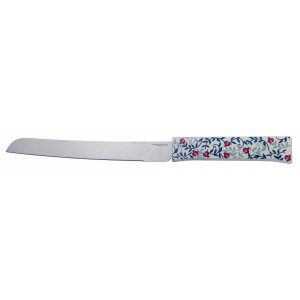 Stainless Steel Challah Knife, Red Pomegranates - by Dorit Judaica