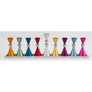 Anodized Aluminium Hourglass Hanukkah Menorah, Choice of Colors - Agayof