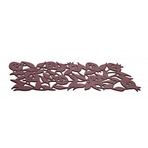 Felt Table Runner with Cutout Leafy Pomegranates, Maroon - Dorit Judaica