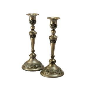 Pewter Floral Decorative Candlesticks