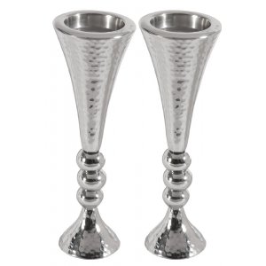 Hammered Aluminum Stem Candlestick - Colored Beads by Yair Emanuel