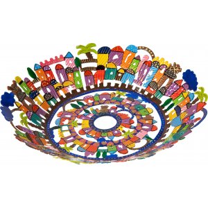 Laser Cut Hand Painted Colorful Bowl, Jerusalem Images - Yair Emanuel