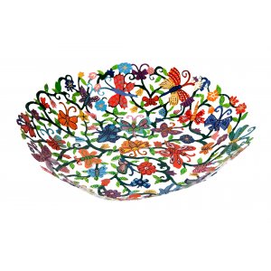 Laser Cut Hand Painted Colorful Bowl, Butterflies - Yair Emanuel
