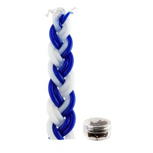 Two in One, A Blue and White Braided Havdalah Candle with spice Box