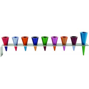 Multicolored Anodized Aluminum Cones Hanukkah Menorah - Yair Emanuel