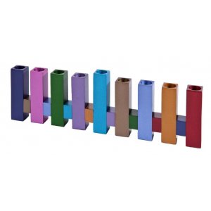 Chanukah Menorah Standing Pillar Design, Multicolored - Yair Emanuel