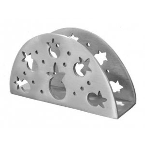 Yair Emanuel Semi-circle Napkin Serviette Holder with Pomegranate Cutouts  Silver