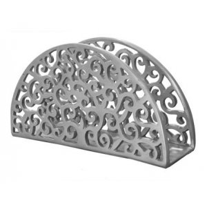 Aluminum Napkin Serviette Holder Swirling Filigree, Silver by Yair Emanuel