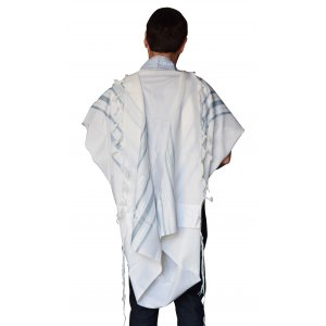 Gilboa Light Weight Wool Prayer Shawl Tallit by Talitnia - Light Blue Strips