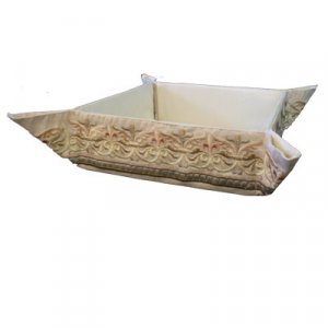 Embroidered Silk Matzah or Bread Basket with Gold Design - Yair Emanuel