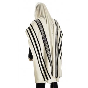 Talitania Wool Tallit - Black and White Stripes