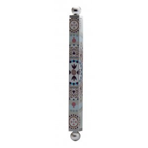 Aluminum Mezuzah Case Colorful Oriental Pomegranate Design - Dorit Judaica