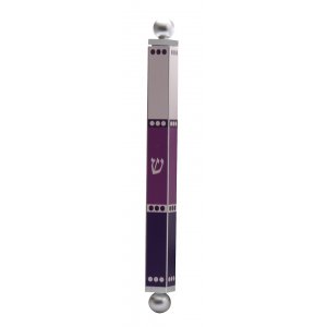 Aluminum Mezuzah Case Pink and Maroon Shades - Dorit Judaica