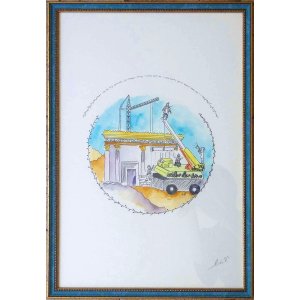 Framed Calligraphy Wall Art by Yehudit - Building the Third Beit Hamikdash