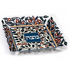 Decorative Tray with Colorful Pomegranate Display - Dorit Judaica