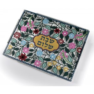 Flower Challah Board with Tempered Glass Cover - Dorit Judaica