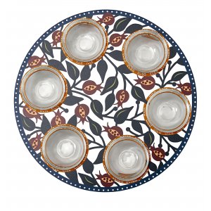 Laser Cut Seder Plate Colorful Pomegranates - Glass Bowls by Dorit Judaica