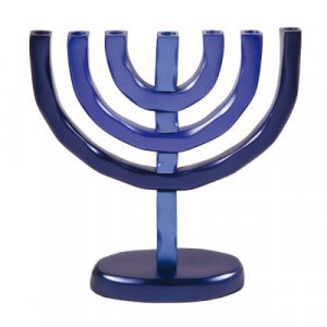 Seven-Branch Classic Temple Menorah in Shades of Blue - Yair Emanuel