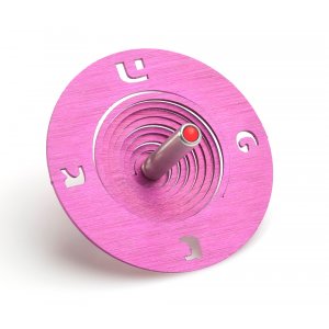 Spiral Coil Hanukkah Dreidel Brushed Aluminum, Pink - Adi Sidler