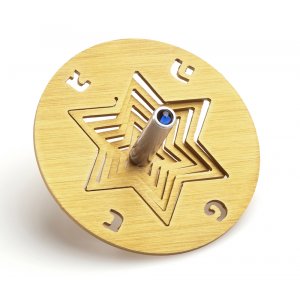 Aluminum Hanukkah Dreidel and Stand, Star of David, Gold - Adi Sidler