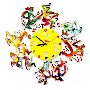 Wall Clock Framed with Lively Disco Dancers - David Gerstein