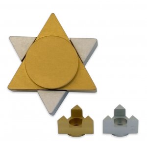 Gold Anodized Aluminum Travel Shabbat Candlesticks, Star Of David - Avner Agayof