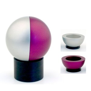 Purple Travelling Aluminum Shabbat Candlesticks Ball Series by Agayof