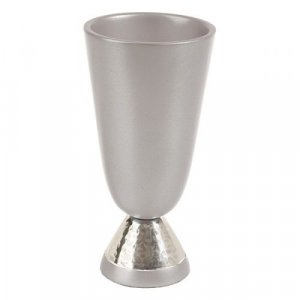 Anodized Aluminum Goblet Kiddush Cup, Silver - Yair Emanuel