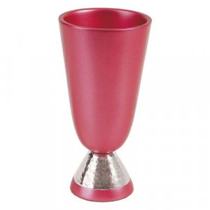 Matte and Shiny Hammered Bordeaux Aluminum Kiddush Cup by Yair Emanuel