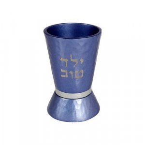 Boys Yeled Tov Good Boy Small Blue Kiddush Cup with Silver Band - Yair Emanuel