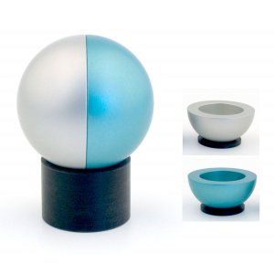 Teal Travelling Aluminum Shabbat Candlesticks Ball Series by Agayof