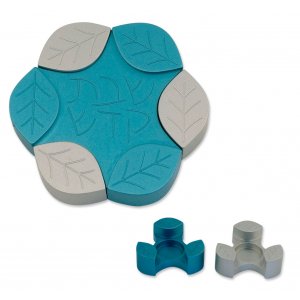 Teal Anodized Aluminum Travel Candle Holders, Leaf Collection - Avner Agayof