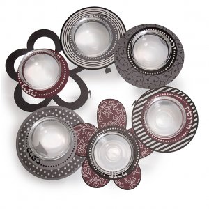 Flower Design on Laser Cut Seder Plate with Glass Bowls - Dorit Judaica