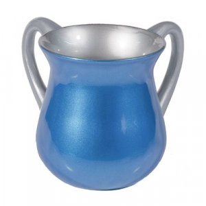 Small Blue Anodized Aluminum Classic Netilat Yadayim Wash Cup - Yair Emanuel