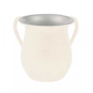 White Stainless Steel Classic Netilat Yadayim Wash Cup - Yair Emanuel