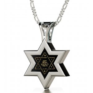 Silver Star of David Necklace with Shema Prayer By Nano Jewelry