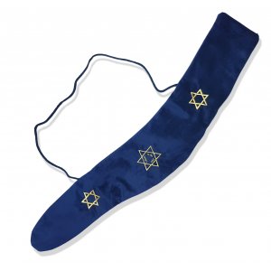 Shofar Pouch Blue Velvet with Stars of David - for Yemenite Shofar 36 to 46 inches