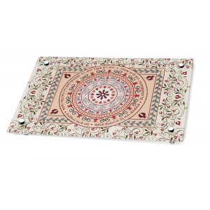 Tempered Glass Pomegranate Challah Board, Red - Dorit Judaica