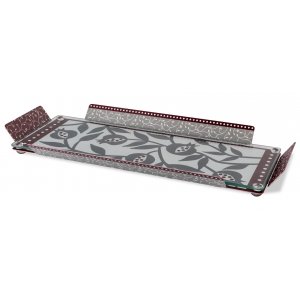 Serving Tray with Glass Top, Pomegranate Design - Dorit Judaica