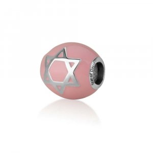 Pink Enamel Star of David Charm - Sterling Silver