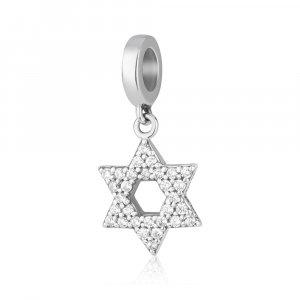 Bracelet Charm, Star of David filled with Crystal Stones - Sterling Silver
